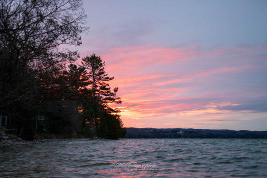 FIre in the Sky over Lake Leelanau at Sunrise - Print