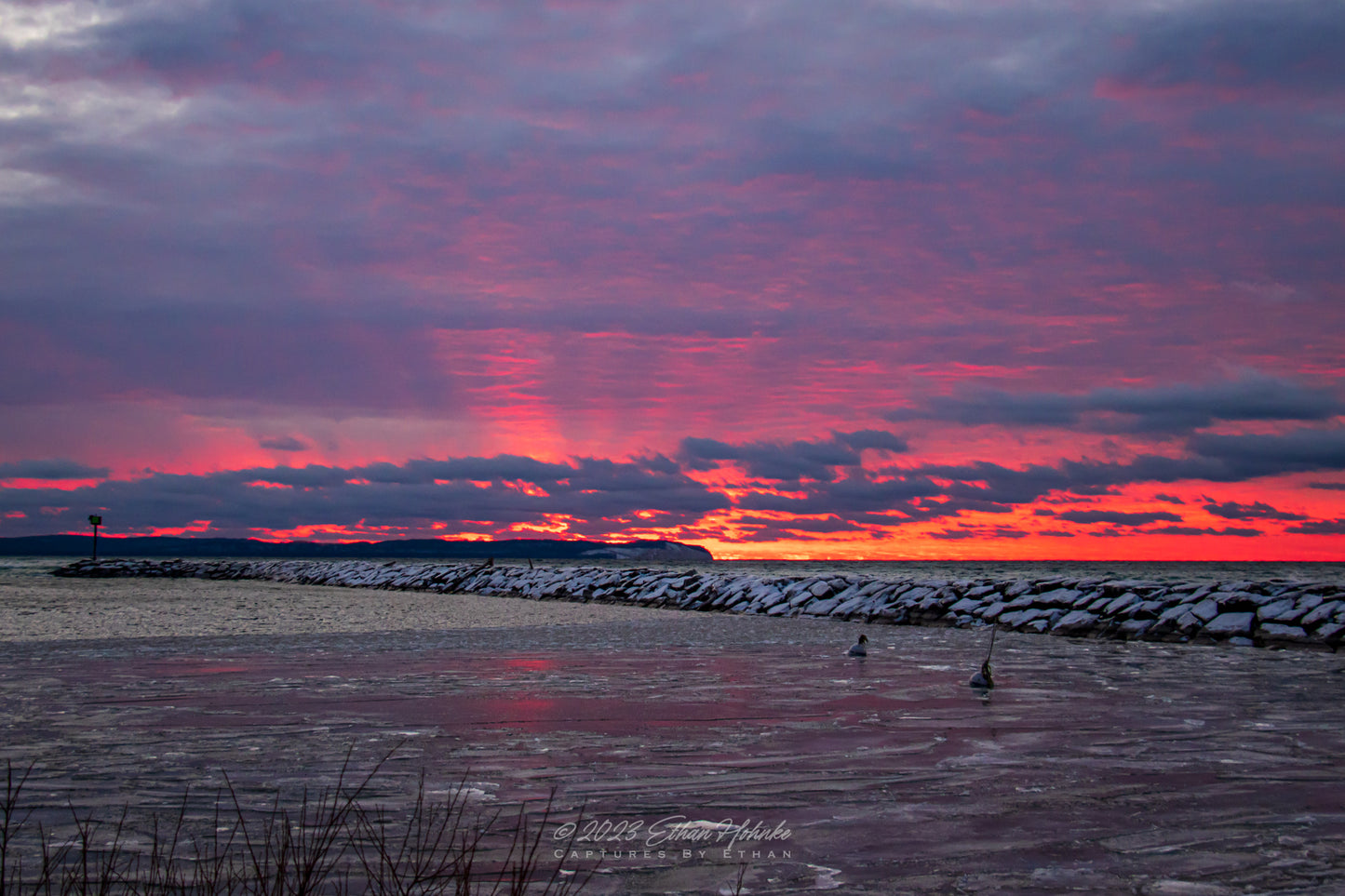 Gorgeous Sunset over Pyramid Point from Fishtown Leland - Print