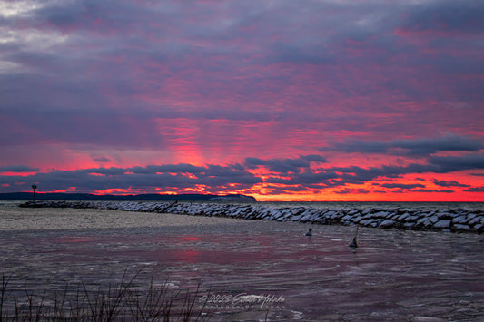 Gorgeous Sunset over Pyramid Point from Fishtown Leland - Print