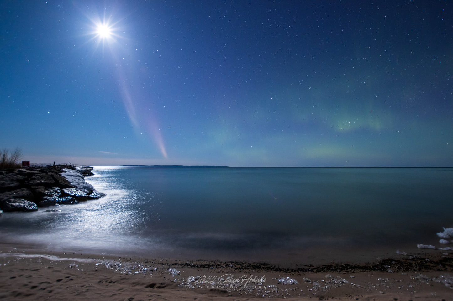 Northern Lights & S.T.E.V.E. Above North Manitou Island in the Moonlight - Print