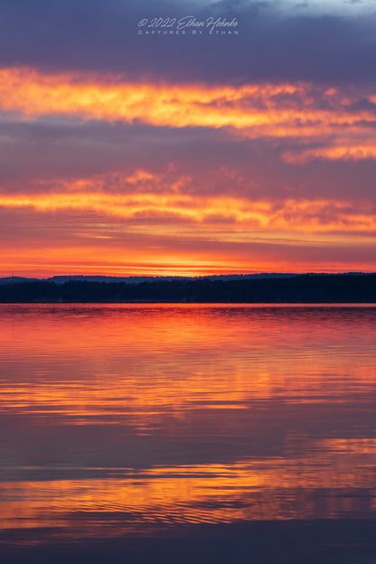 Mirrored Burner Sunrise over Lake Leelanau (Portrait Orientation) - Print