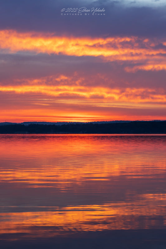 Mirrored Burner Sunrise over Lake Leelanau (Portrait Orientation) - Print