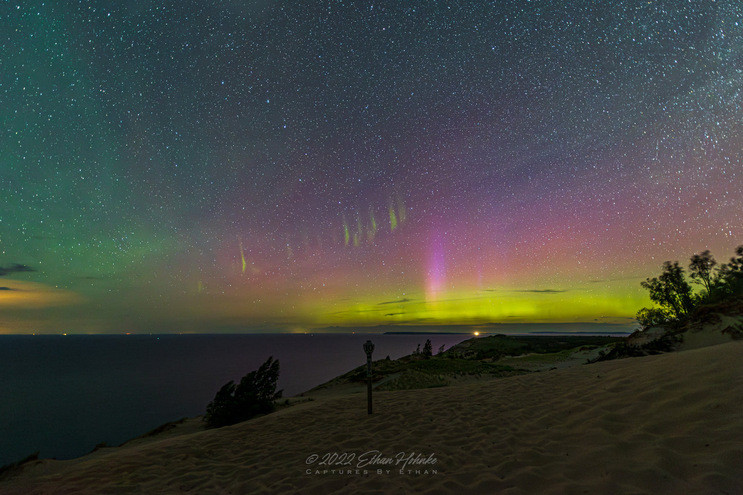 Aurora and Picket Fence Aurora from Iconic Overlook #9, Sleeping Bear Dunes - Print
