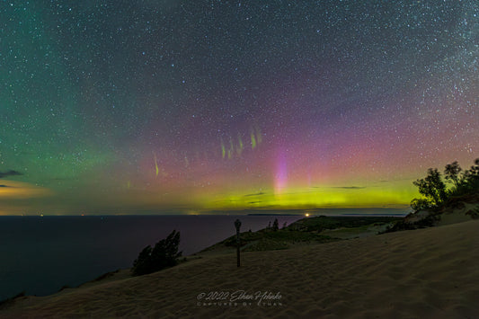 Aurora and Picket Fence Aurora from Iconic Overlook #9, Sleeping Bear Dunes - Print
