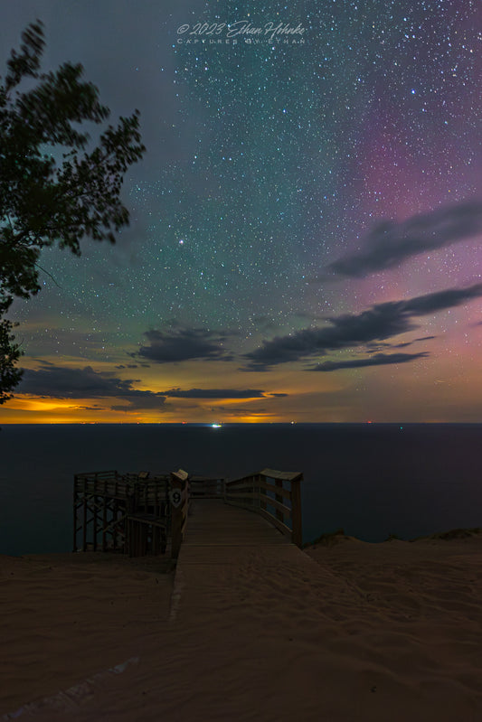 Starry Night from Overlook #9 with a little aurora (Portrait Orientation) - Print