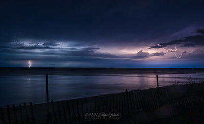 Lightning from August Thunderstorm near Christmas Cove Beach  - Print