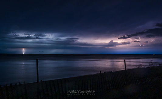 Lightning from August Thunderstorm near Christmas Cove Beach  - Print