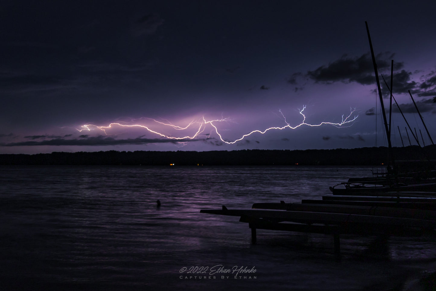 Spider Lightning over Lake Leelanau from Leland II - Print