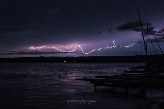 Spider Lightning over Lake Leelanau from Leland II - Print