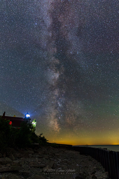 Milky Way and Point Betsie on a Beautiful Starry Night Pt. II (Portrait Orientation) - Print
