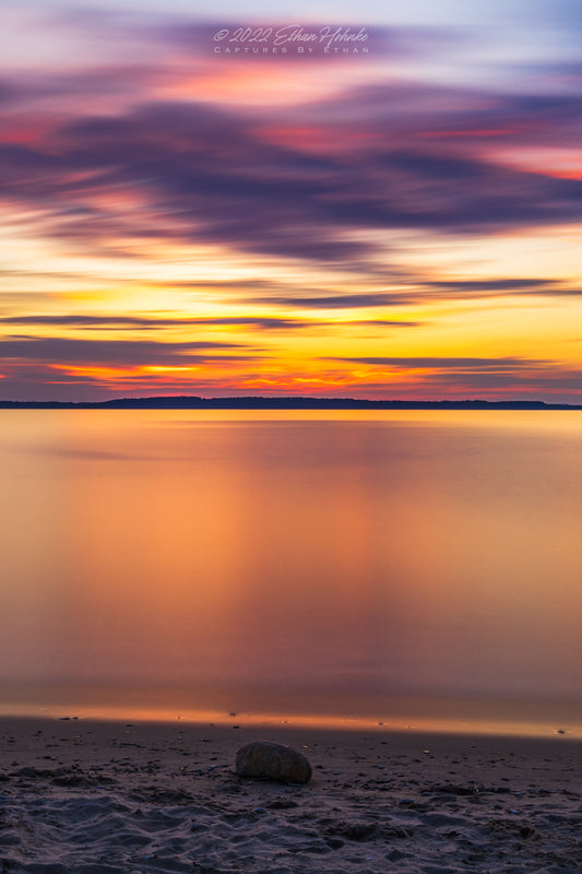 Watercolor Like Sunset from Elk Rapids (Long Exposure) (Portrait Orientation)