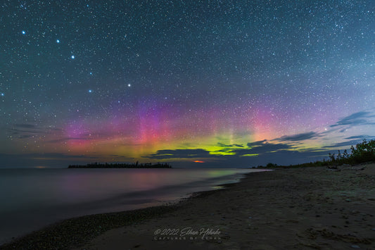 Big Dipper and Northern Lights Above Fisherman's Island, Charlevoix