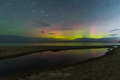 Northern Lights Dance Over Inwood Creek near Fisherman's Island, Charlevoix - Print