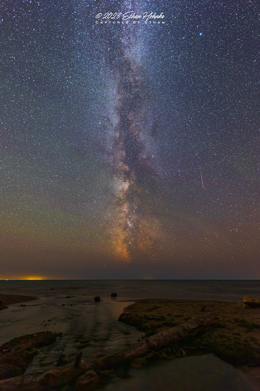 Milky Way over the Mouth of the Cut River, Michigan's Upper Peninsula (Portrait Orientation) - Print