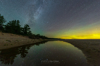Milky Way and Aurora Reflection Pool from Glen Haven - Print