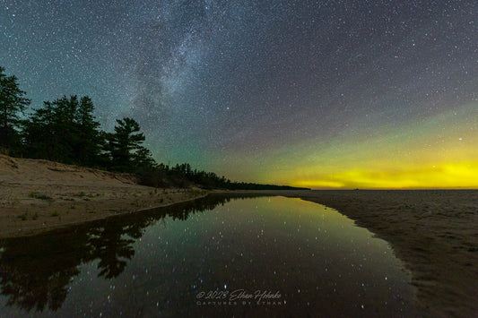 Milky Way and Aurora Reflection Pool from Glen Haven - Print