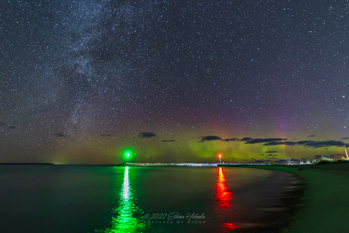 Northern Lights Over Fishtown Leland - Print