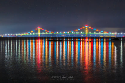 Mighty Mackinac Bridge At Night - Print