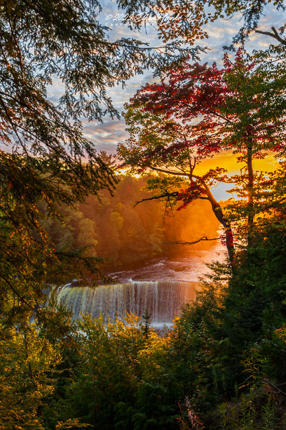 Golden Hour Sunset over Upper Tahquamenon Falls (Portrait Orientation) - Print