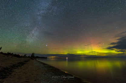 Milky Way and Aurora from Glen Haven Beach - Print