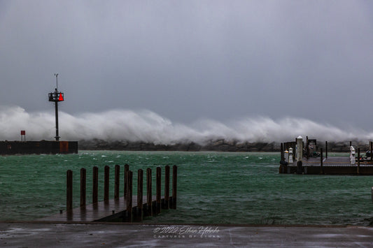 Waves Crash Against Leland Break Wall II - Print