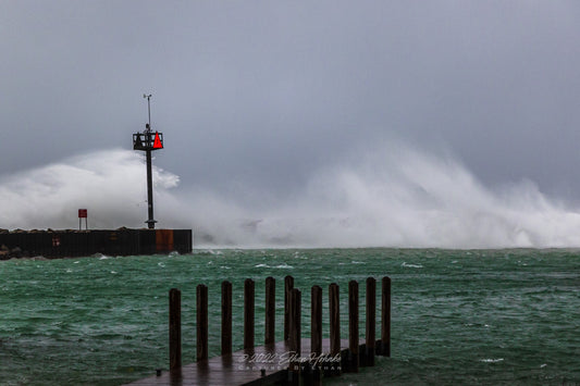 Waves Crash Against Leland Break Wall I - Print