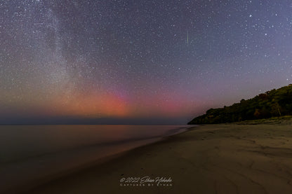 Milky Way, Northern Lights, & Orionids Meteor from Leland - Print