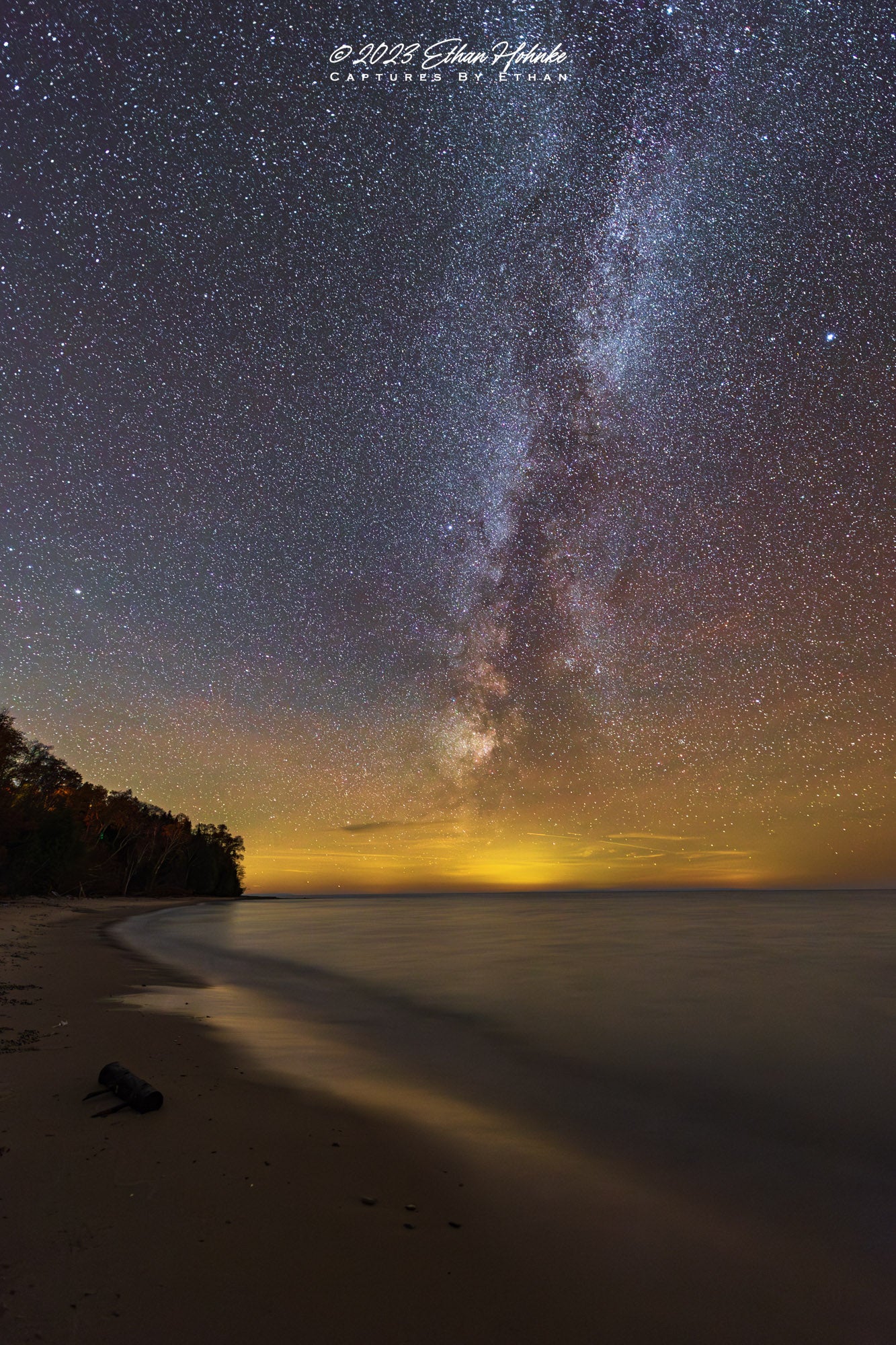 Milky Way over Lake Michigan from Christmas Cove Beach (Portrait Orientation) - Print