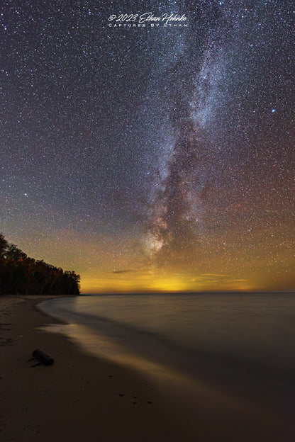 Milky Way over Lake Michigan from Christmas Cove Beach (Portrait Orientation) - Print