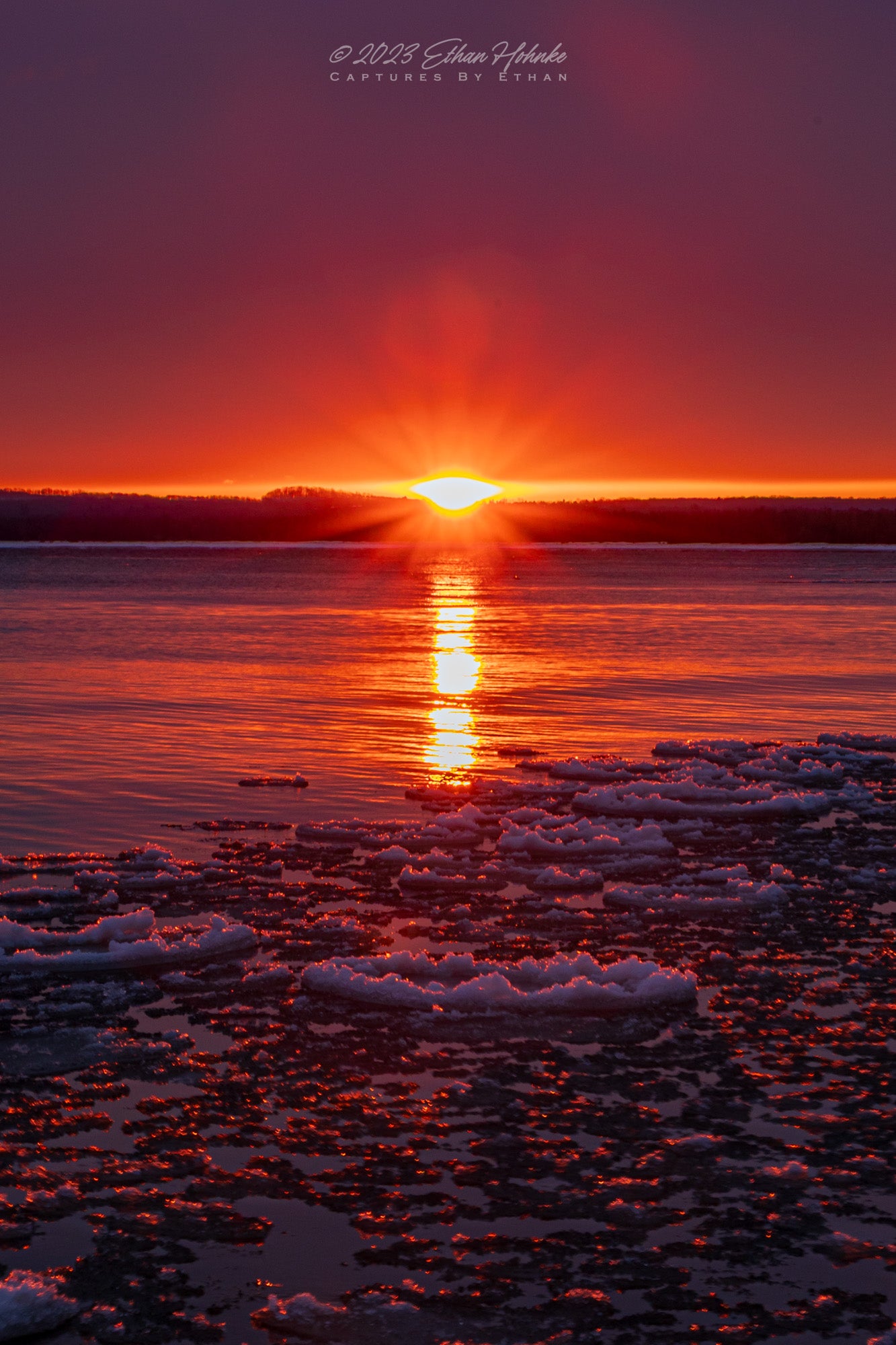 Pancake Ice on Good Harbor Bay at Sunrise (Portrait Orientation) - Print