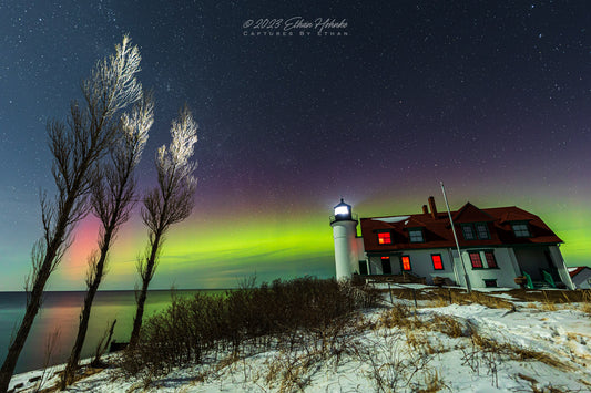 Northern Lights Above Point Betsie Lighthouse - Print