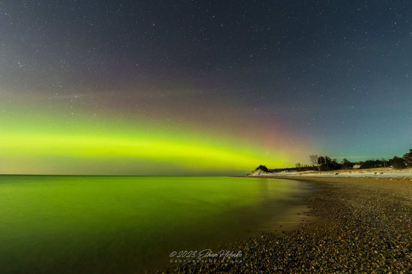 Aurora Dyes Lake Michigan Green from Pt. Betsie - Print
