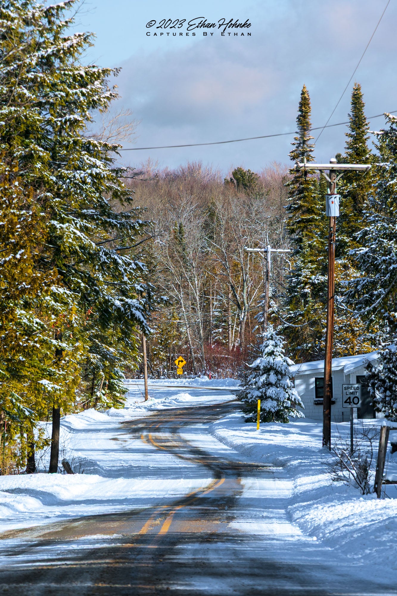 Curvy Leelanau County Winter Roads - Print