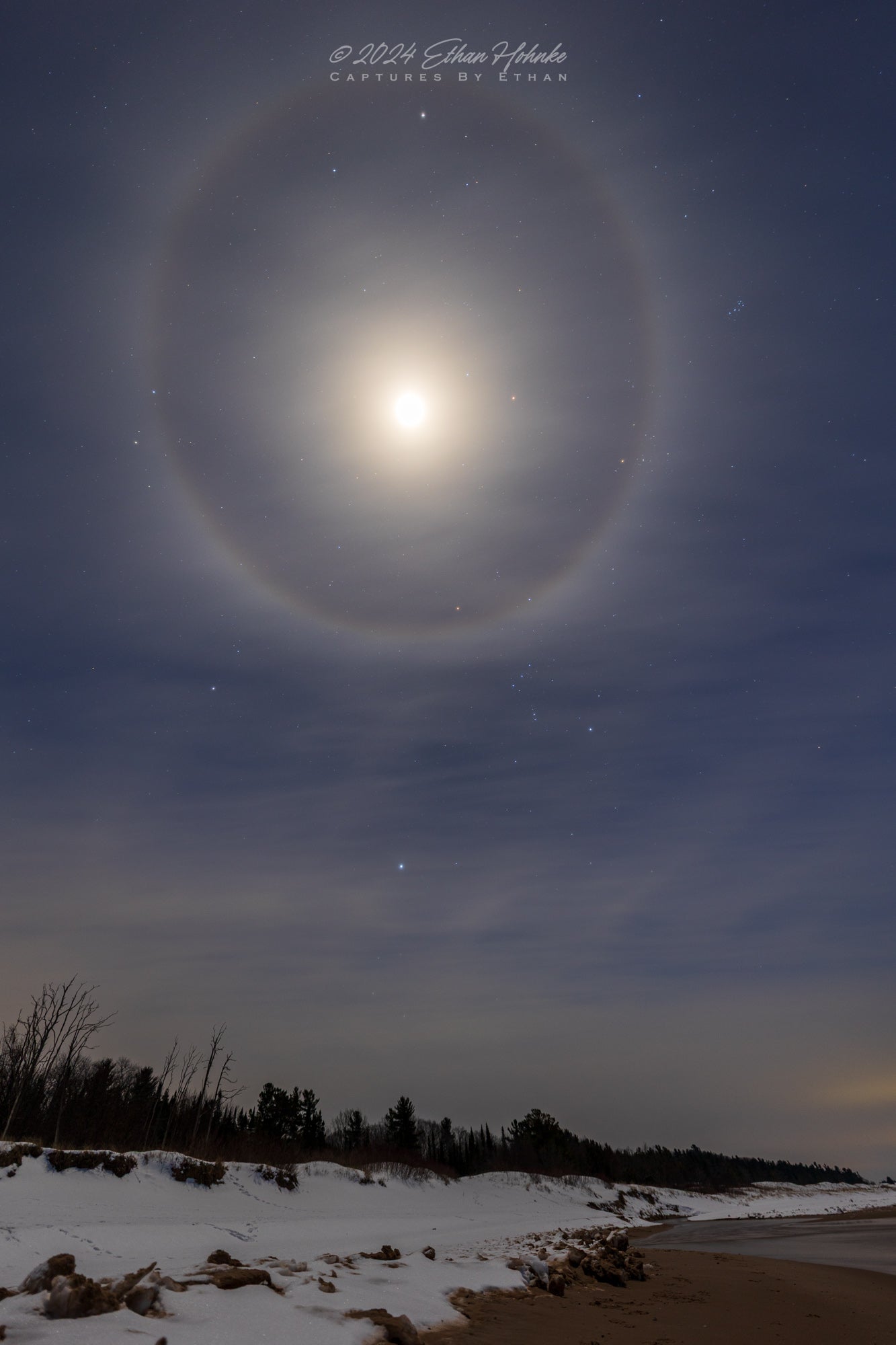 Lunar Halo over Esch Beach (Portrait Orientation) - Print