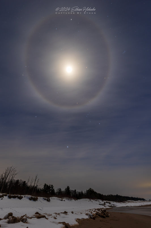 Lunar Halo over Esch Beach (Portrait Orientation) - Print