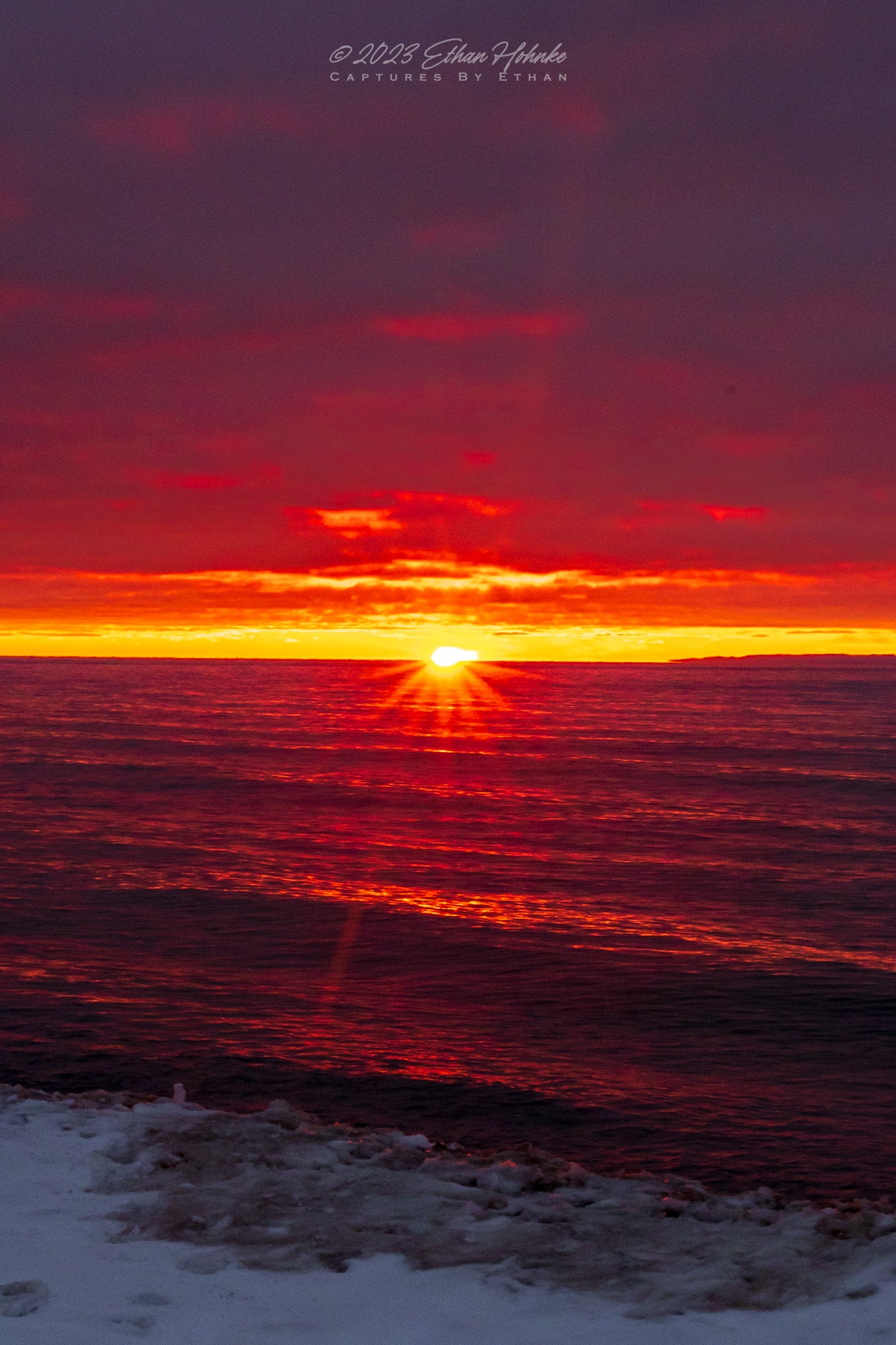 Fire in the Sky from Van's Beach, Leland (Portrait Orientation) - Print