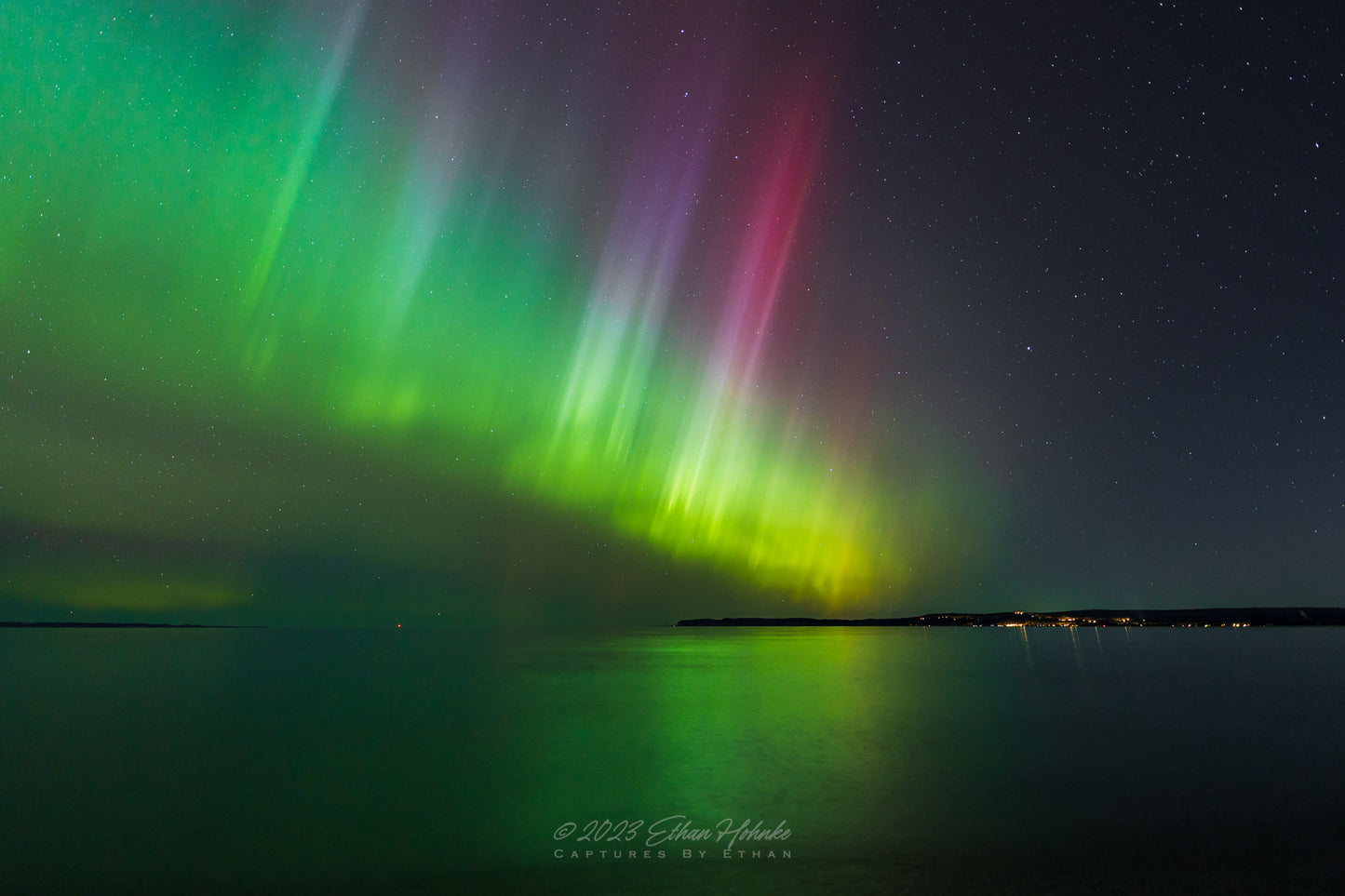 Rite of Passage, Northern Lights Above Manitou Passage in Lake Michigan, Sleeping Bear Dunes