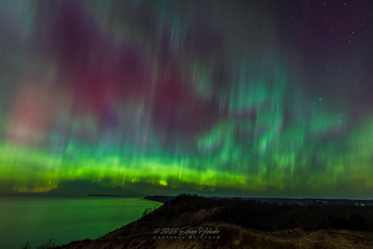 Aurora over Lake Michigan from Empire Bluffs II - Print