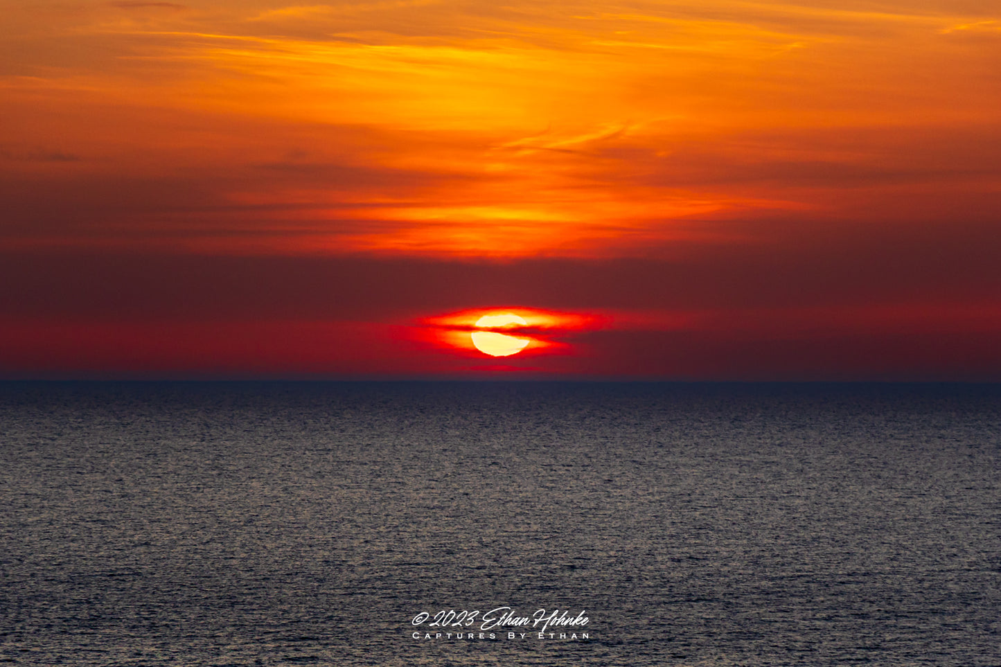 Great Ball of Fire, Sunset from Peterson Park near Northport - Print