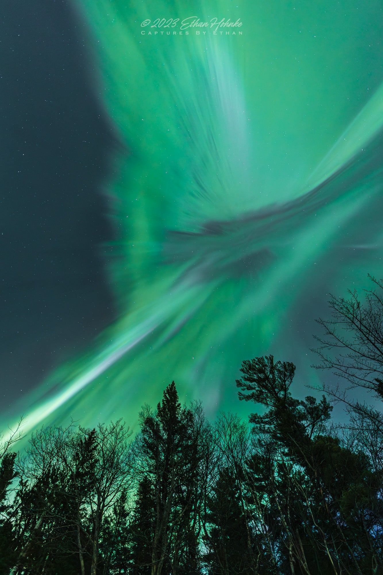 Aurora Corona on the Lake Superior Shoreline Pt. I, Michigan's Upper Peninsula (Portrait Orientation)