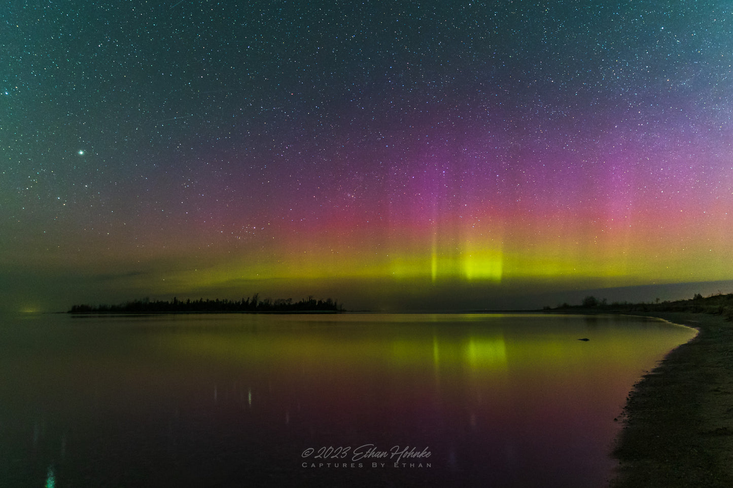 Fishing For Aurora at Fisherman's Island State Park III - Print