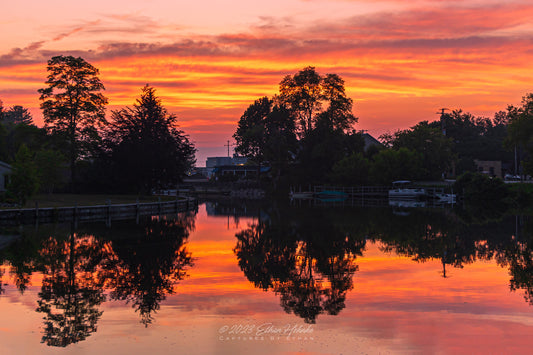 Sunset Reflection on the Leland River