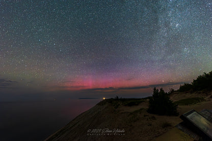 Aurora over Lake Michigan from Iconic Overlook #9, Sleeping Bear Dunes II - Print