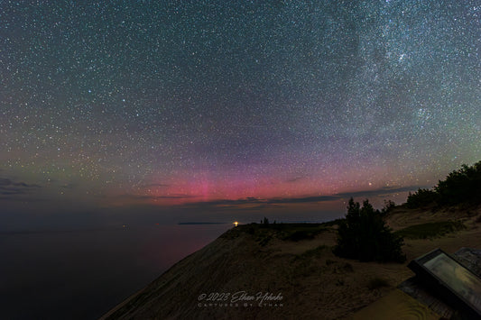 Aurora over Lake Michigan from Iconic Overlook #9, Sleeping Bear Dunes II - Print