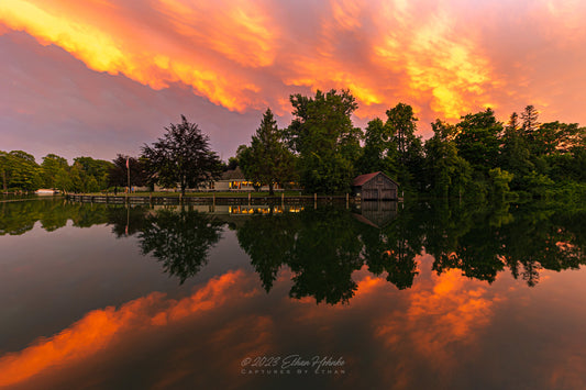 Reflective Summer Sunset over Leland River