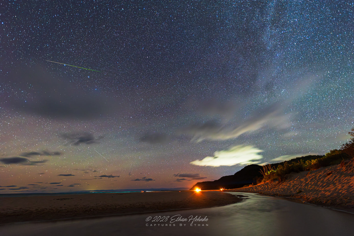 Esch Beach Aurora with Perseid's Meteor I - Print