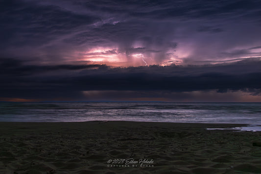 Lightning Above North Manitou Island  - Print
