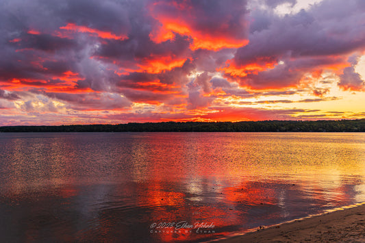 Fiery Fall Sunrise over Lake Leelanau
