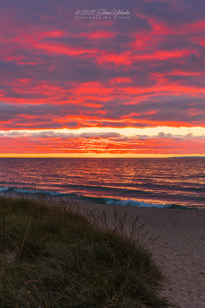 Banger Sunset from Van's Beach from Leland (Portrait Orientation) - Print