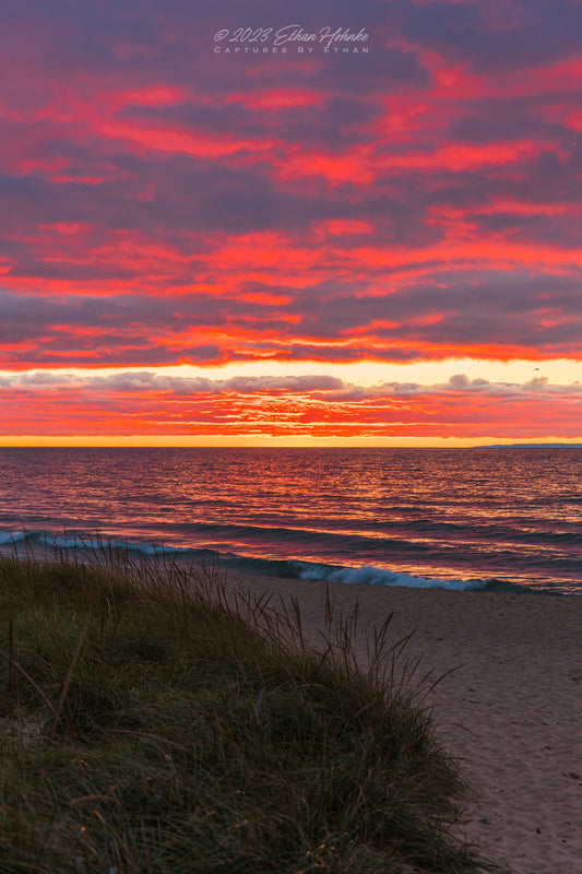 Banger Sunset from Van's Beach from Leland (Portrait Orientation)
